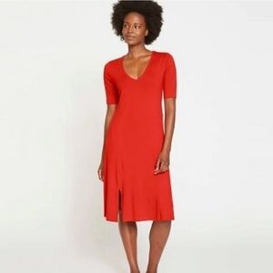 Universal Standard Poise Red V-neck Zipper Pocket Comfy Midi Dress Size XS 10/12